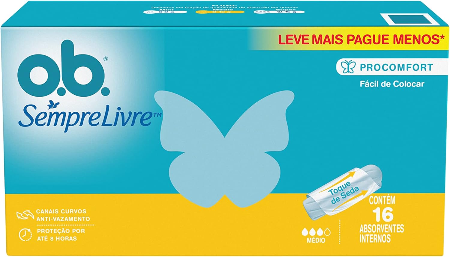 Absorvente Interno OB Sempre Livre ProComfort Médio 16 unidades