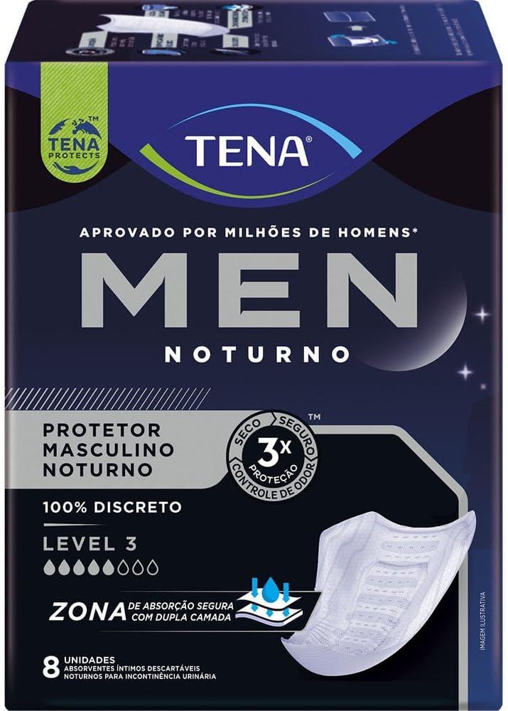 Absorvente para Incontinência Urinária Tena Men Nível 3 Noturno Masculino Absorção Moderada 8 unidades