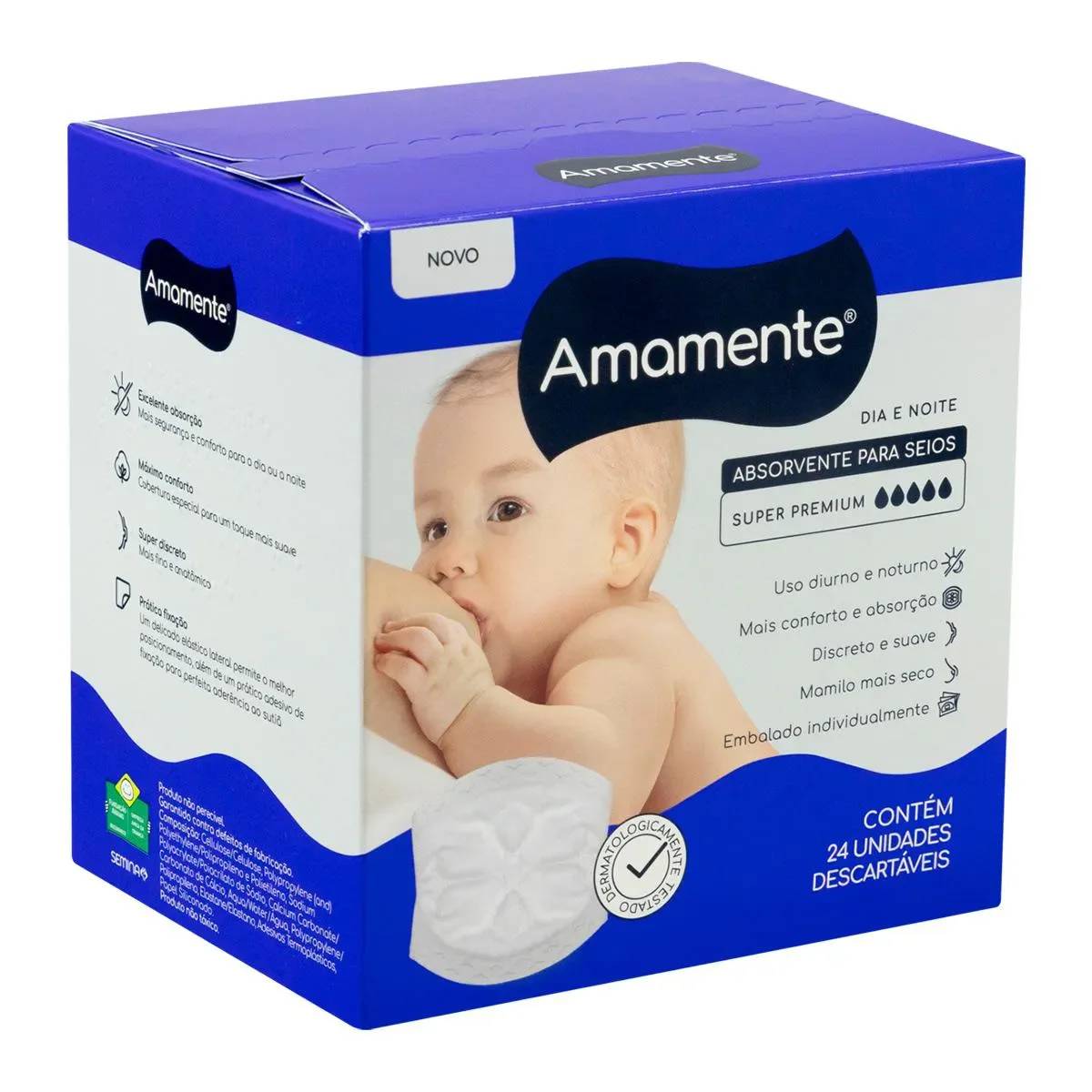 Absorvente para Seios Amamente Dia e Noite 24 unidades