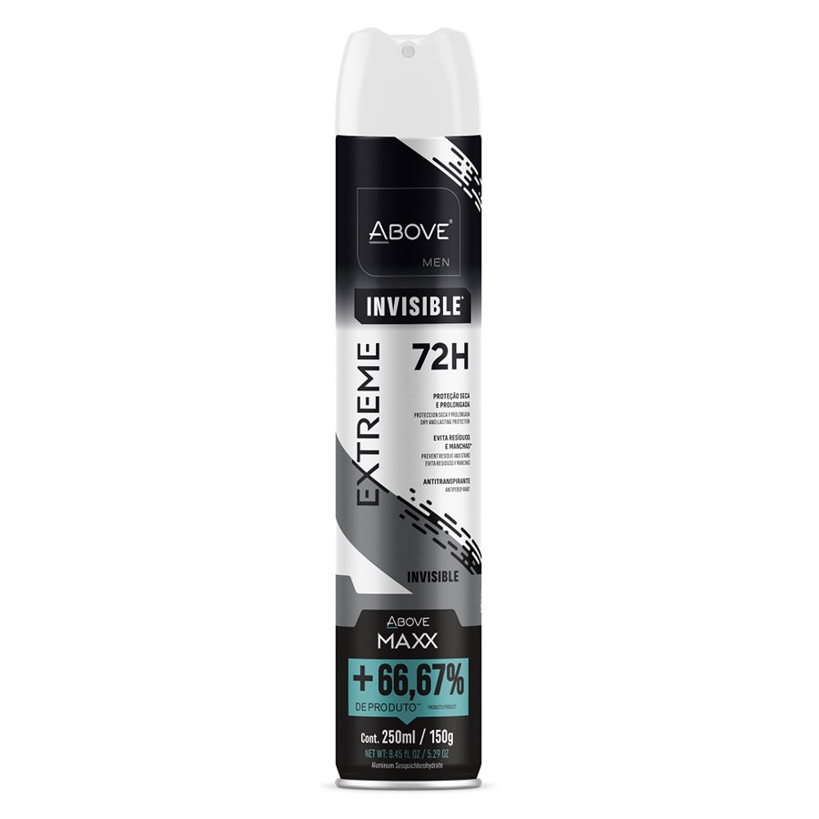 Antitranspirante Aerossol Invisible Above Men Extreme Maxx 250ml Spray
