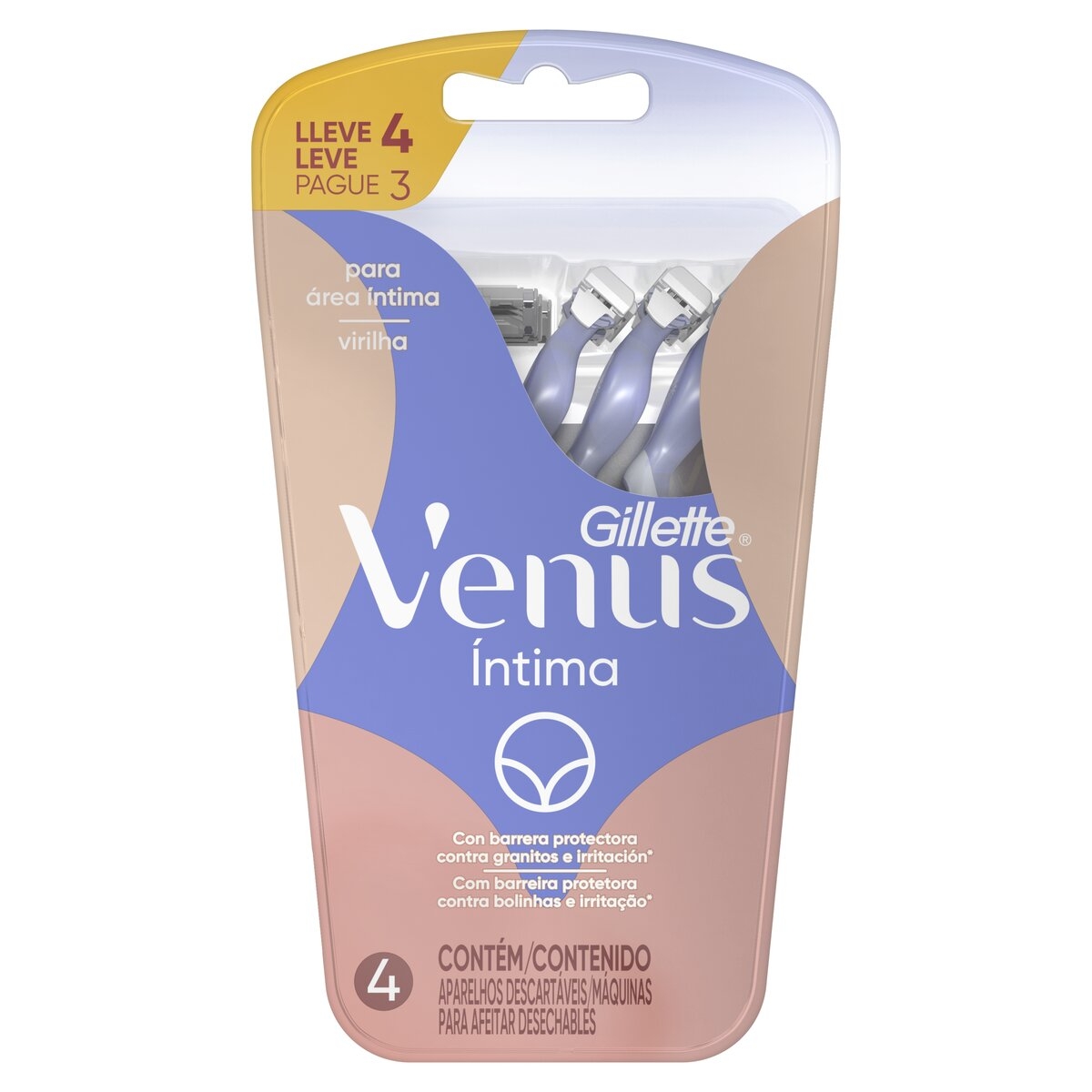 Aparelho de Depilar Descartável Gillette Venus Íntima 4 unidades
