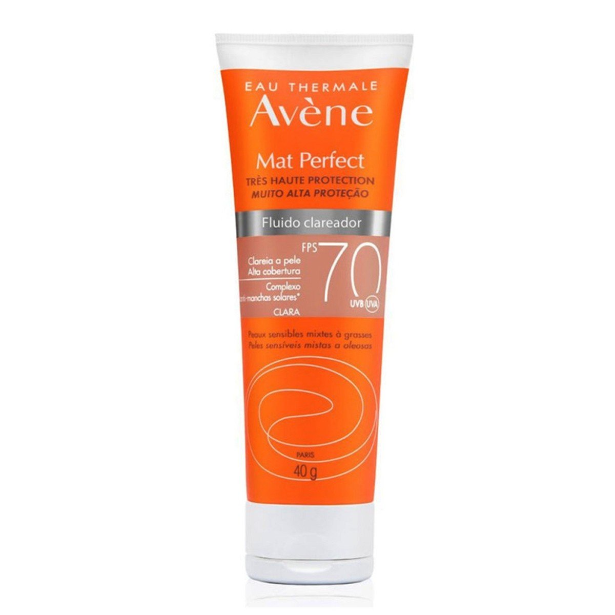 Avéne Mat Perfect Fluido Clareador Clara FPS70 Protetor Solar Facial 40g