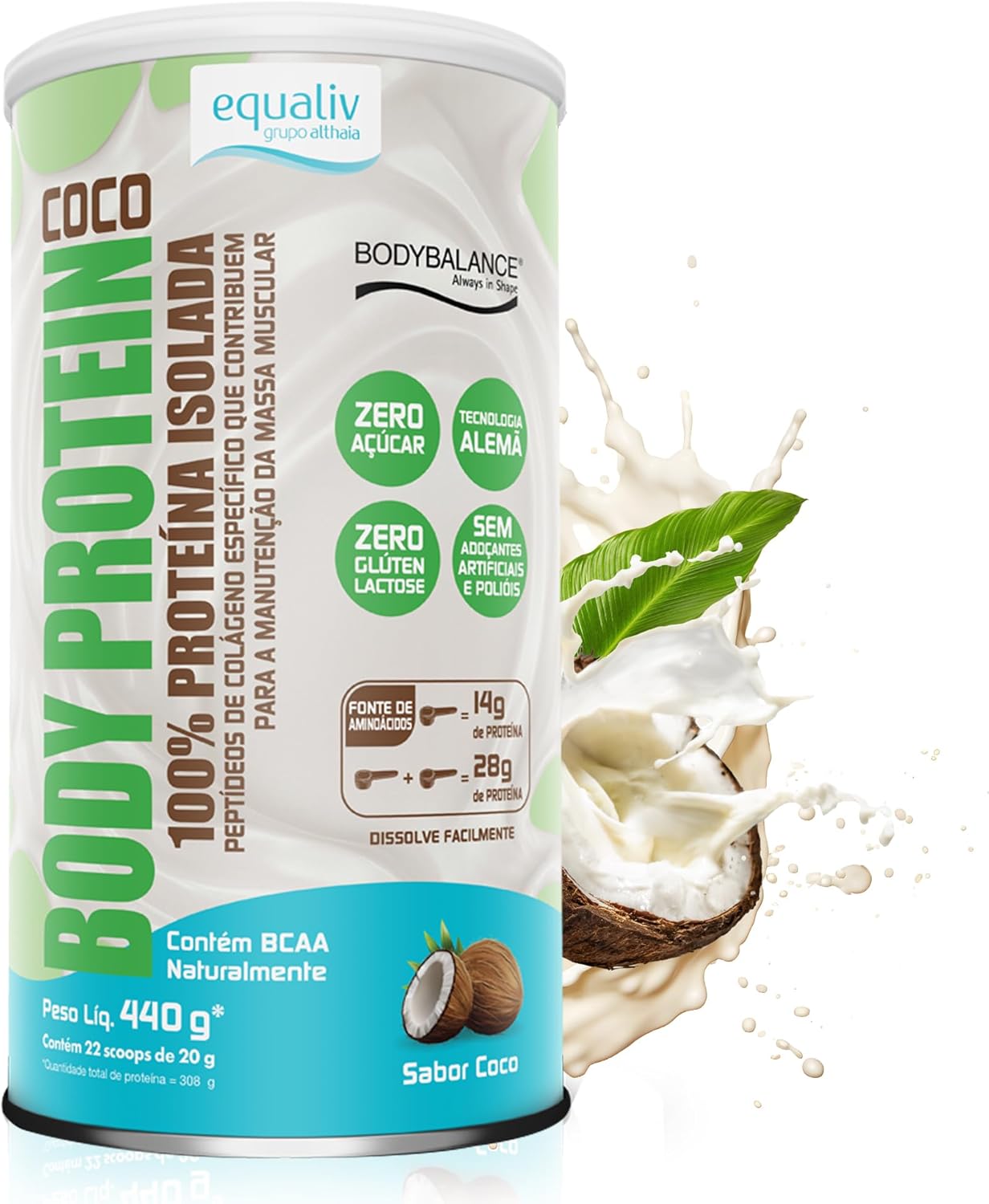 Body Protein 100% Proteína Isolada Coco Equaliv 440g