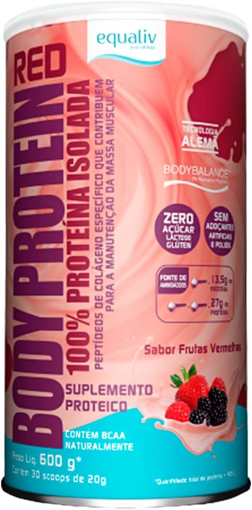 Body Protein 100% Proteína Isolada Frutas Vermelhas Equaliv 600g