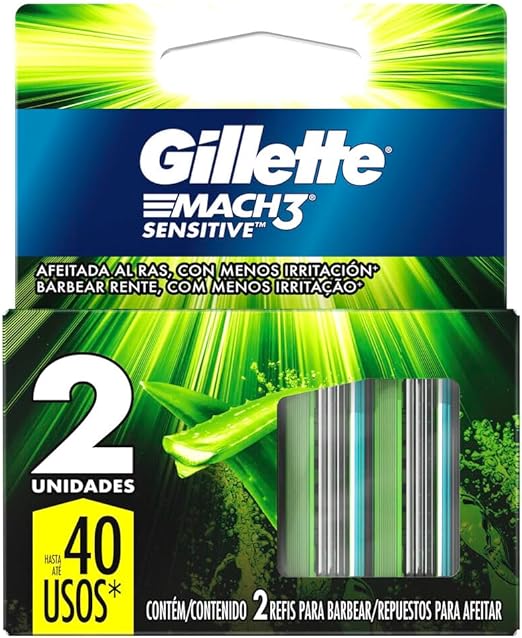Carga para Aparelho de Barbear Gillette Mach3 Sensitive 2 unidades
