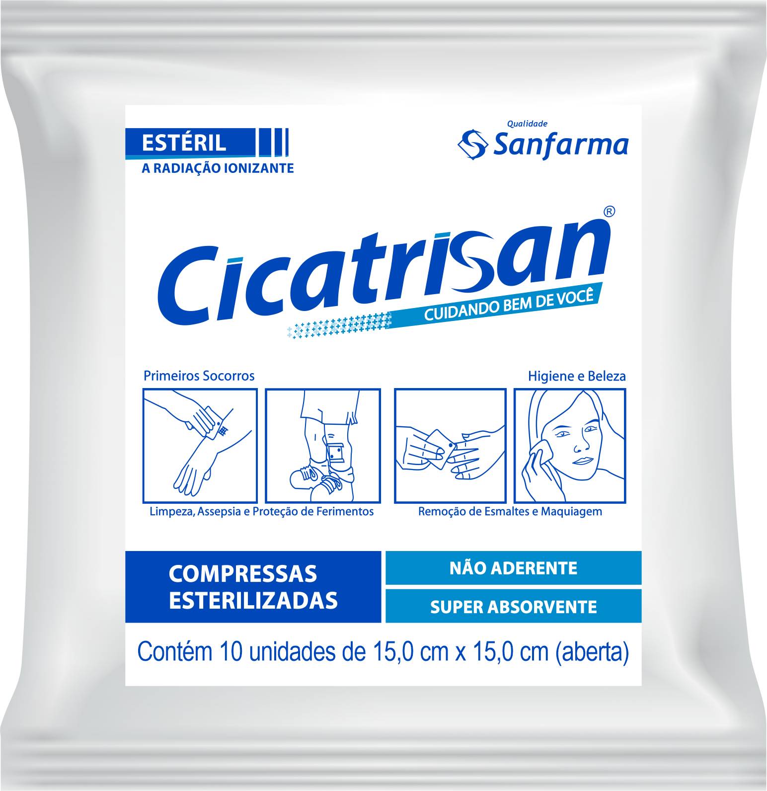 Compressa de Gaze Cicatrisan Não Aderente Estéril 10 unidades