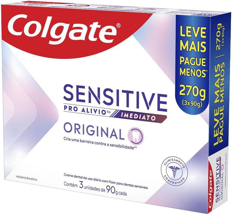 Creme Dental Colgate Sensitive Pro Alívio Imediato Original 90g 3 unidades