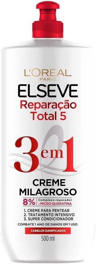 Creme Milagroso 3 em 1 Reparação Total 5 Elseve 500ml