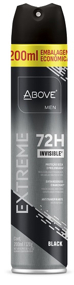 Desodorante Antitranspirante Above Men Extreme Black 72h Invisible 200ml