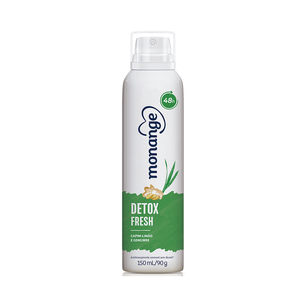 Desodorante Antitranspirante Aerosol Monange Detox Fresh Feminino 48h 150ml