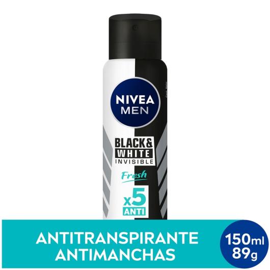Desodorante Antitranspirante Aerosol Nivea Men Black & White Invisible Fresh 48h 150ml