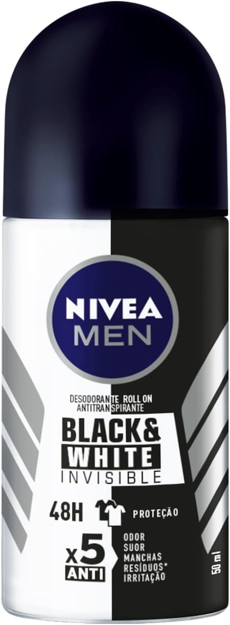 Desodorante Antitranspirante Roll-On Nivea Men Black & White Invisible Fresh 48h Sem Álcool 50ml