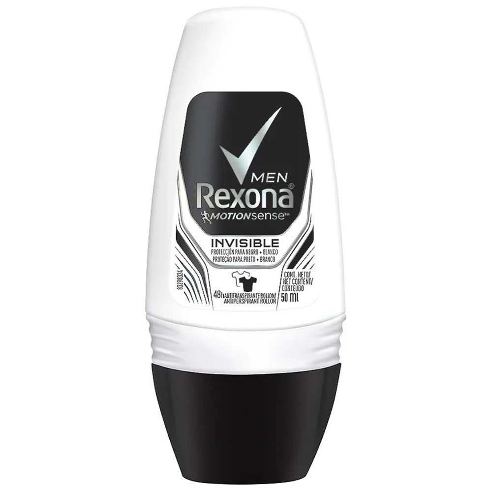 Desodorante Antitranspirante Roll-On Rexona Men Invisible 72h Sem Álcool 50ml