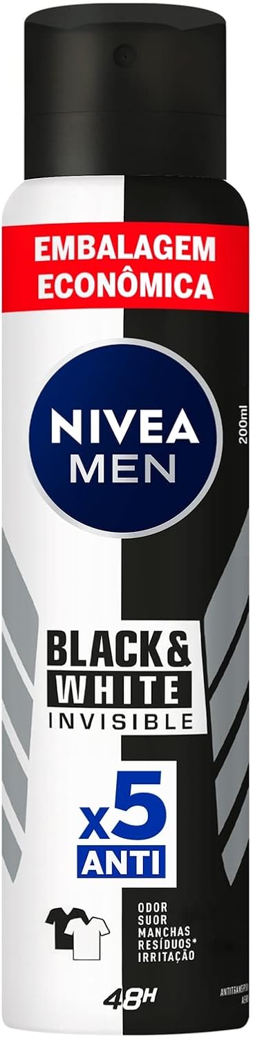 Desodorante Nive Men Black&White Invisible 48h Antitranspirante Masculino Aerosol 200ml