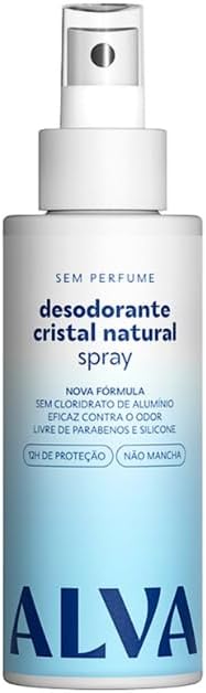 Desodorante Spray Cristal Natural Alva Sem Perfume Vegano 120ml