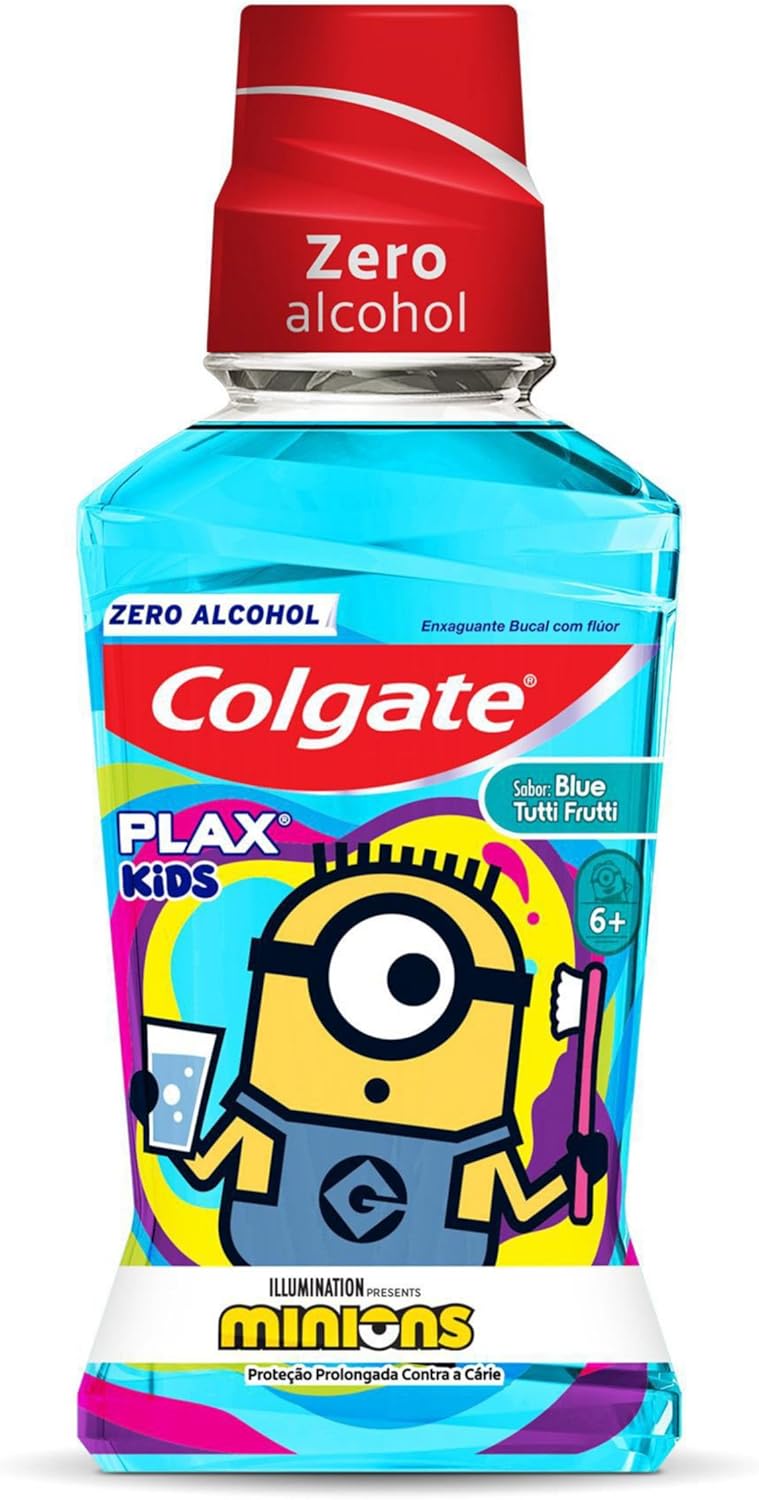 Enxaguante Antisséptico Bucal Colgate Plax Kids Zero Álcool Minions 250ml