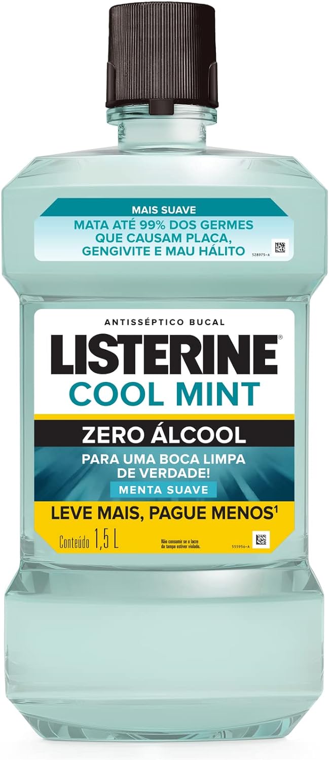 Enxaguante Antisséptico Bucal Listerine Cool Mint Zero Álcool Menta Suave 1500ml