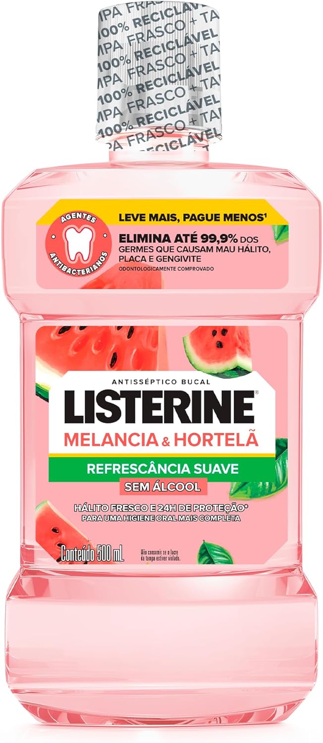 Enxaguante Bucal Listerine Melancia & Hortelã Sem Álcool 500ml