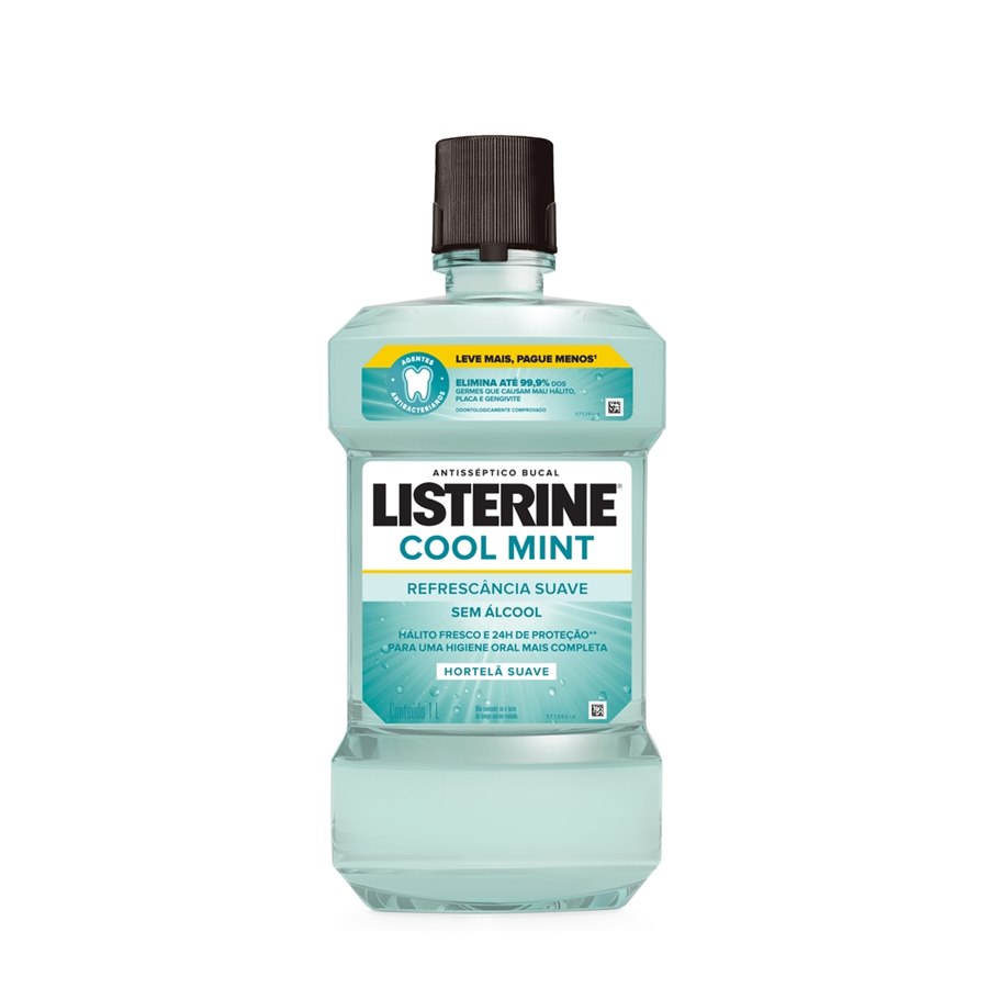 Enxaguante Bucal Zero Álcool Hortelã Suave Listerine Cool Mint 1000ml