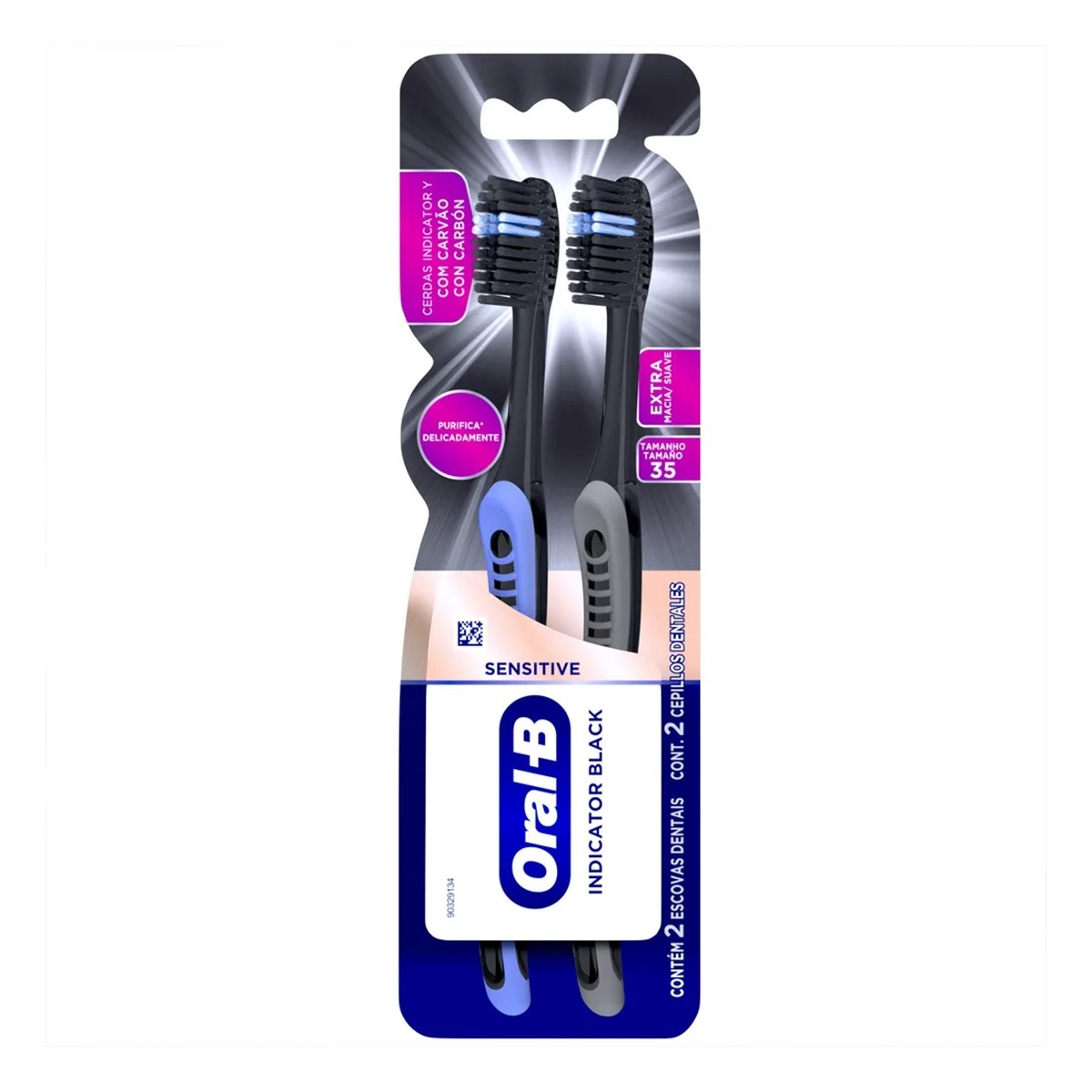 Escova de Dente Oral B Indicator Black Sensitive com Carvão 2 unidades