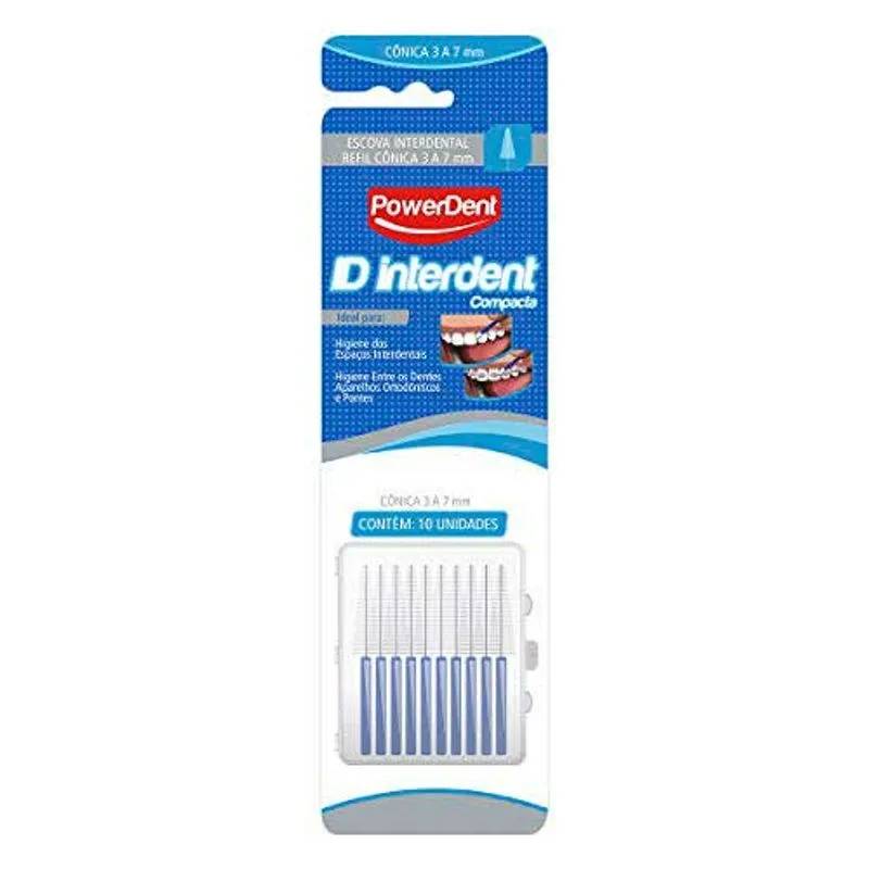 Escova ID Interdent Powerdent Compacta 3-7mm Cônica azul 10 unidades