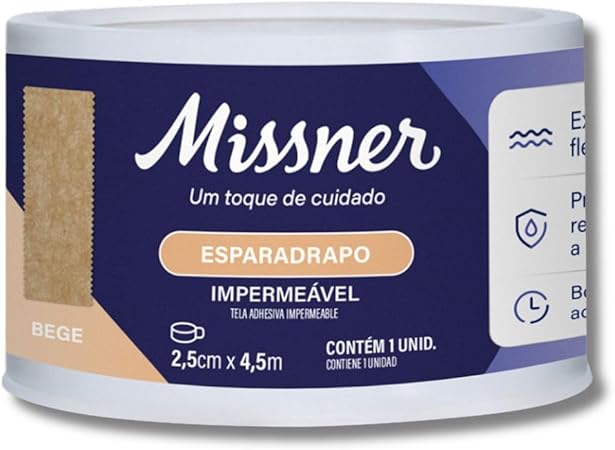 Esparadrapo Impermeável Bege Missner 2,5cm X 4,5m