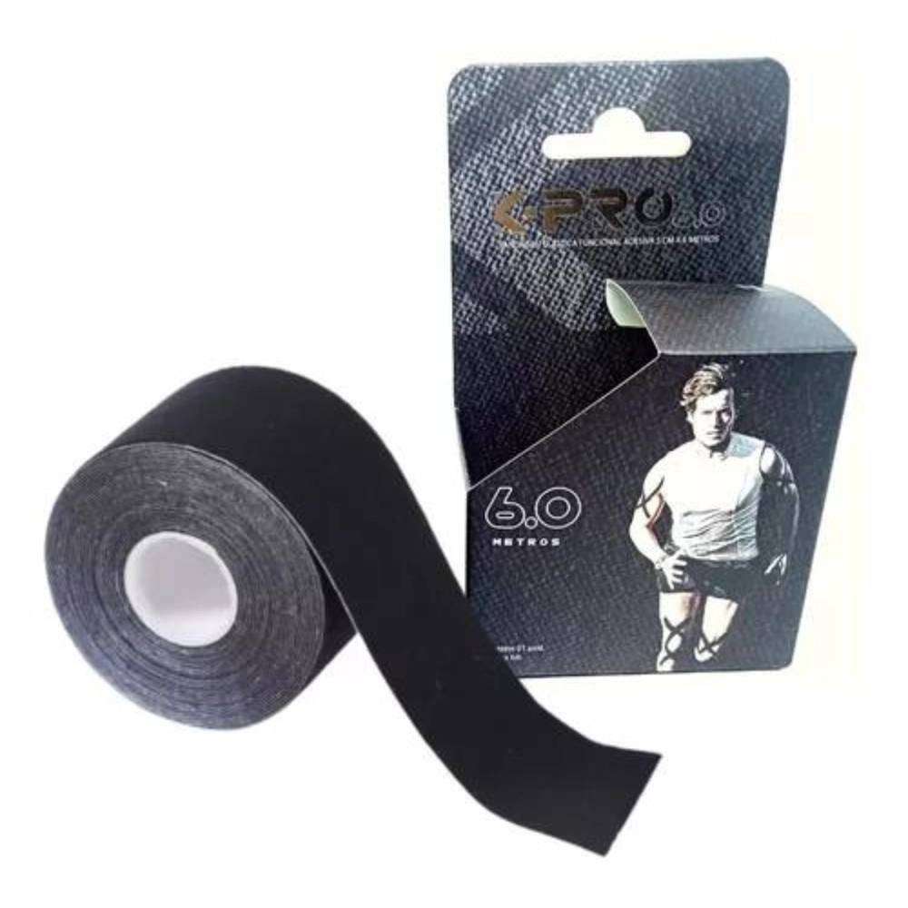 Fita Kinesio Funcional Adesiva K-Pro Preto 5cmX6m