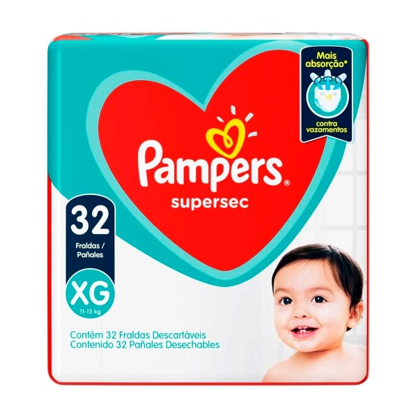 Fralda Descartável Pampers Supersec Tamanho XG 32 unidades
