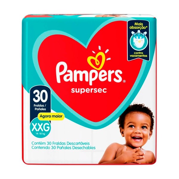 Fralda Descartável Pampers Supersec Tamanho Xxg 30 unidades