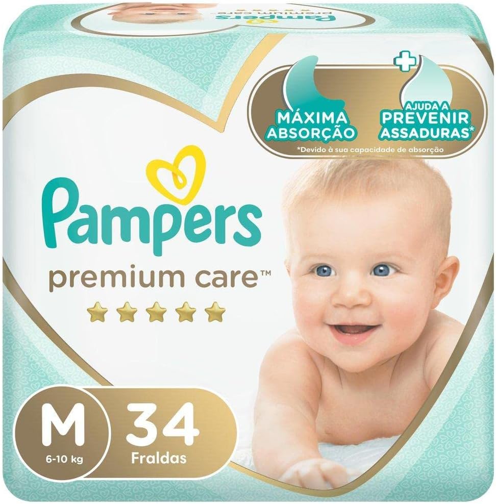 Fralda Pampers Premium Care M 34 unidades