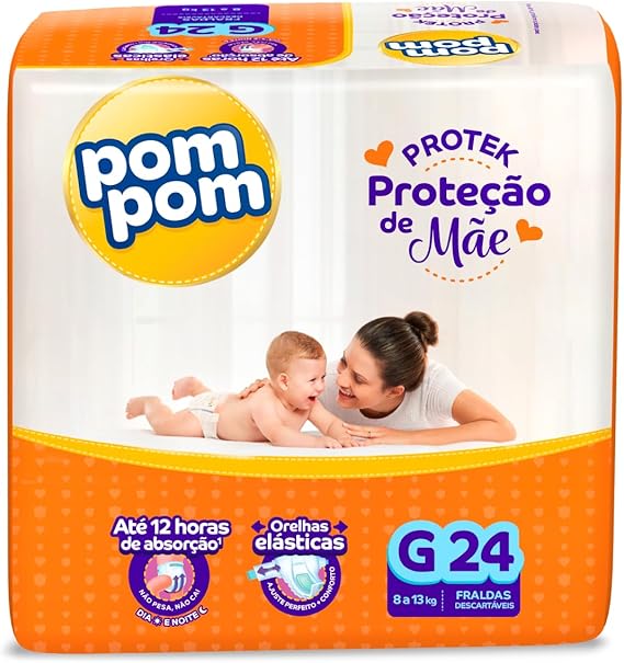 Fralda Pom Pom Derma Protek Jumbo G 24 unidades