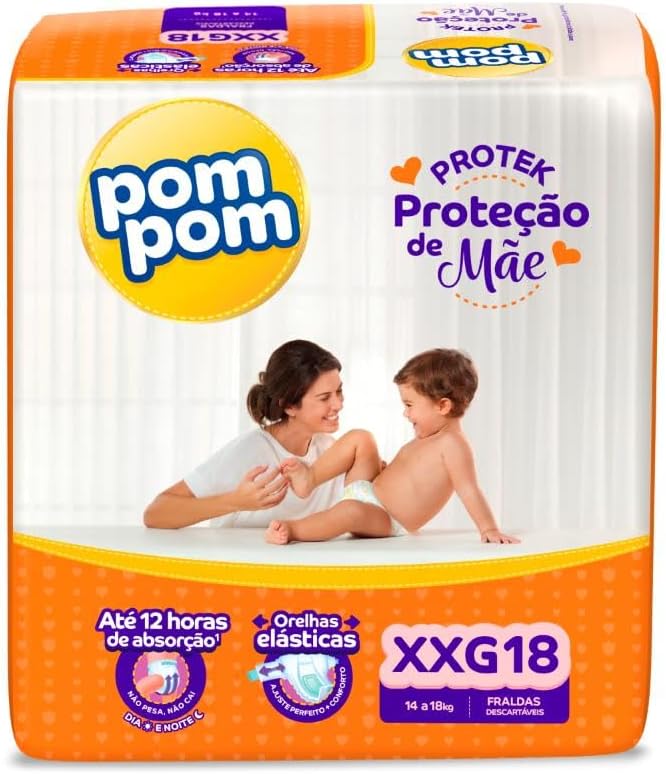 Fralda Pom Pom Derma Protek Jumbo XXG 18 unidades