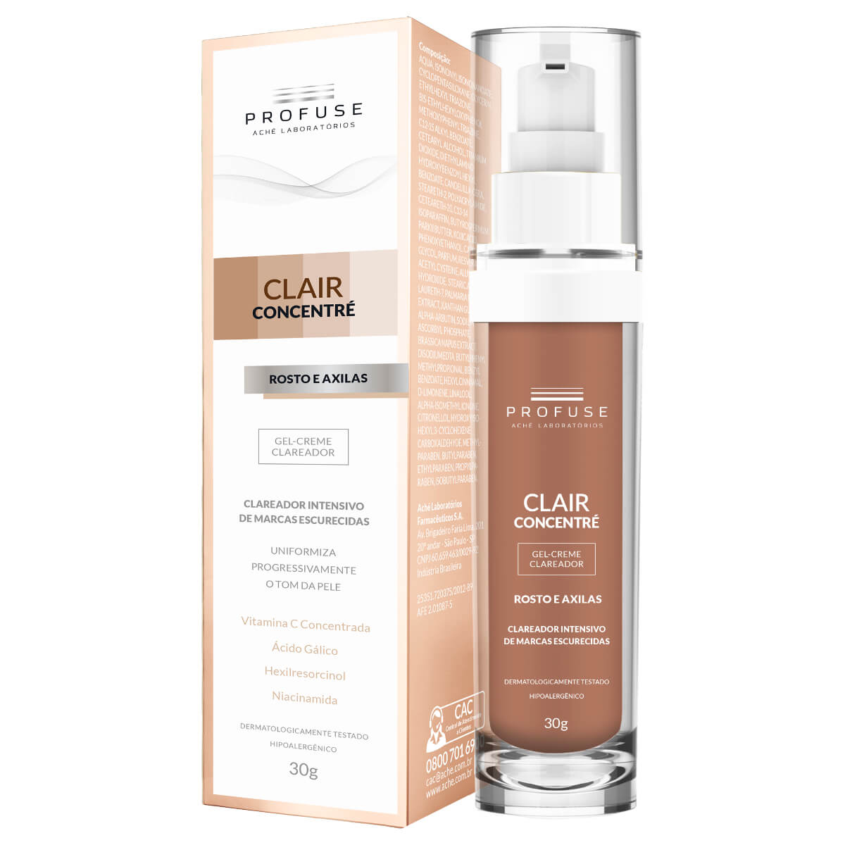 Gel Creme Clareador Rosto e Axilas Clair Concentre Profuse 30g