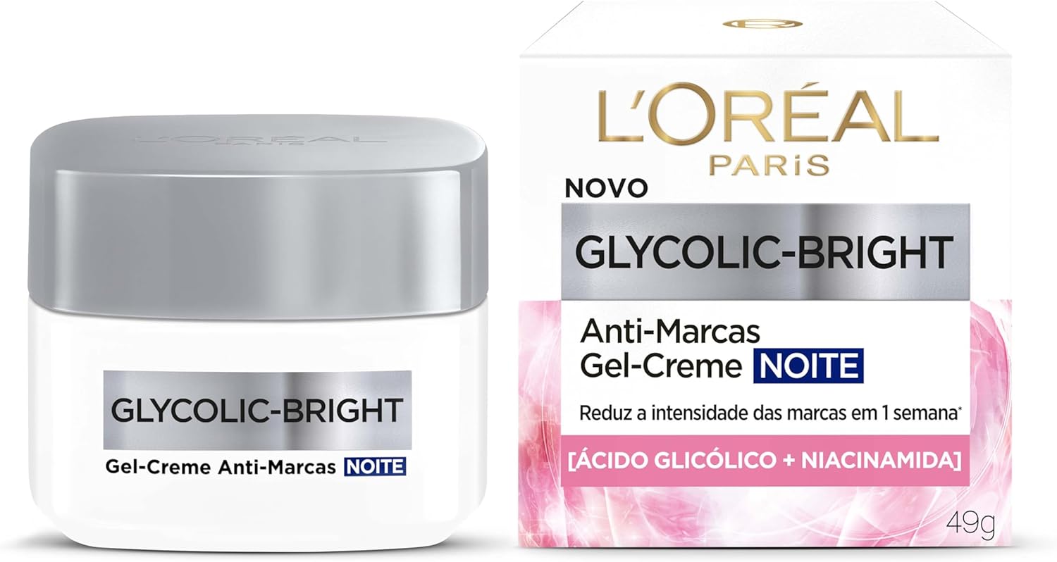 Gel-Creme Facial Anti-Marcas Noite L'oréal Paris Glycolic Bright 49g