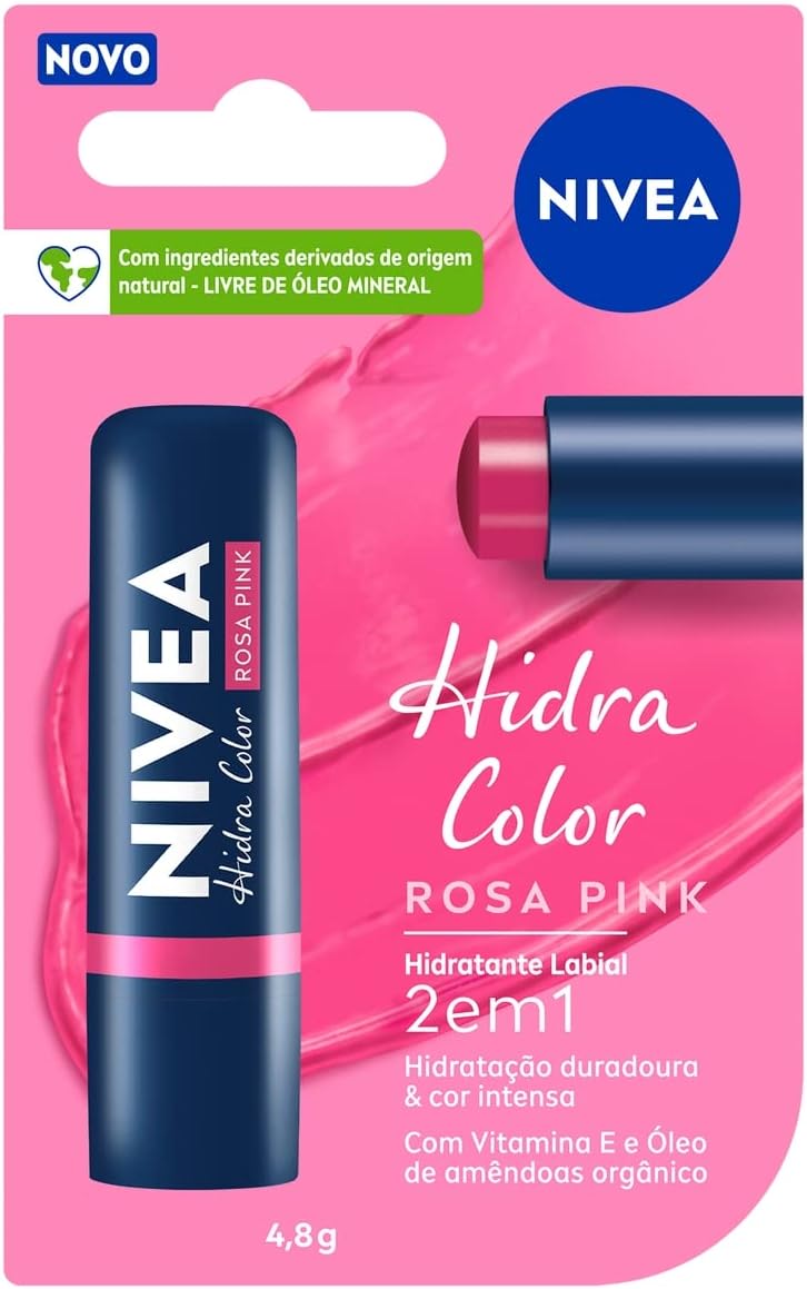 Hidratante Labial Nivea Hidra Color 2 em 1 Rosa Pink 4,8g