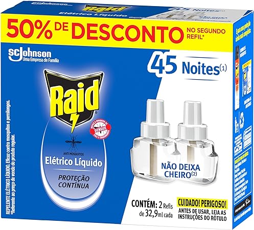 Inseticida Elétrico Líquido Raid Refil Regular 2 unidades 32,9ml