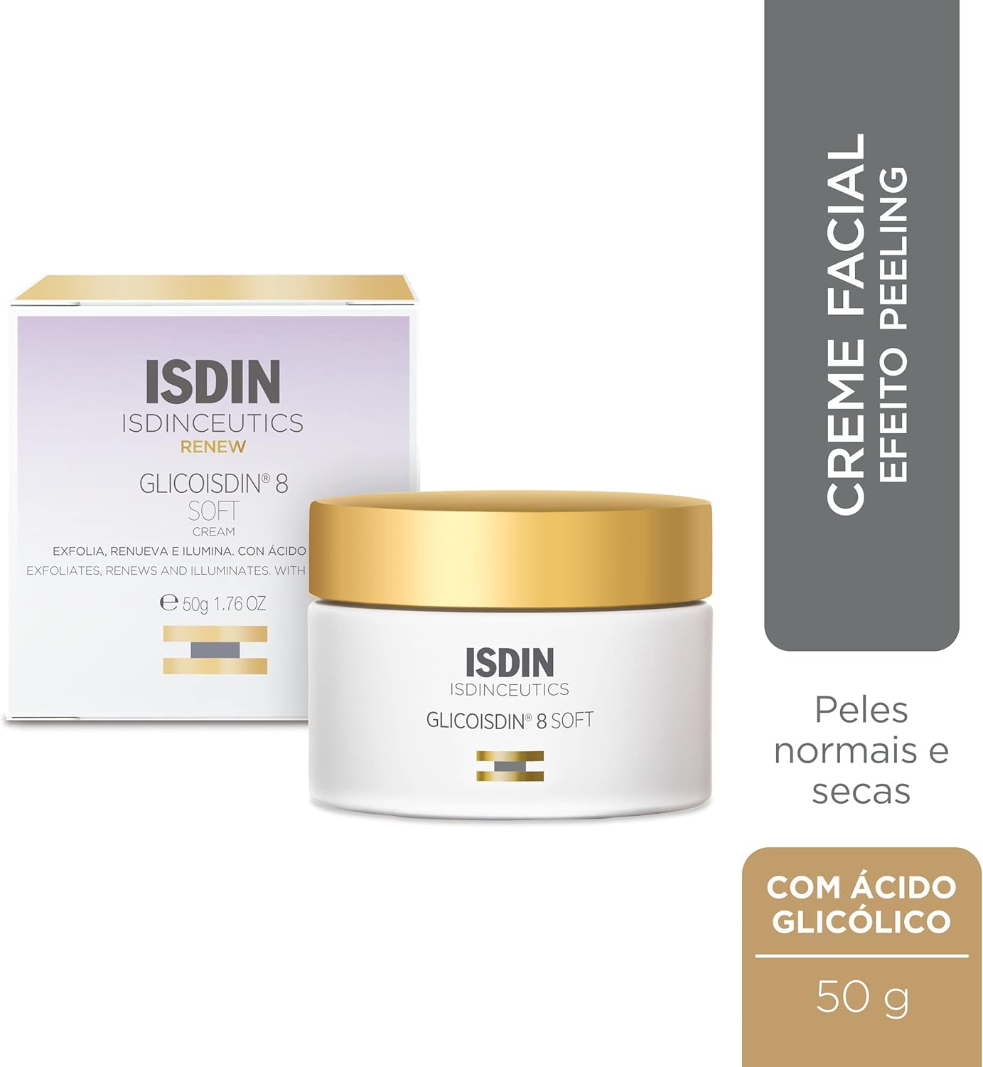 Isdinceutics Glicoisdin 8 Soft Creme Facial Efeito Peeling 50g