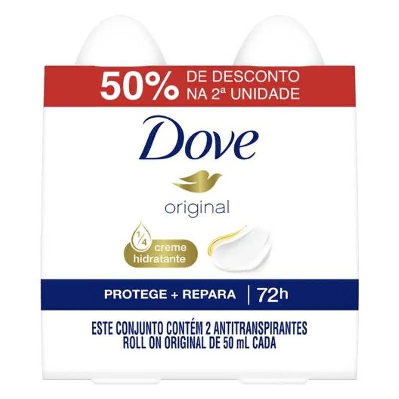 Kit Desodorante Antitranspirante Roll-On Dove Original 72h 2 unidades 50ml
