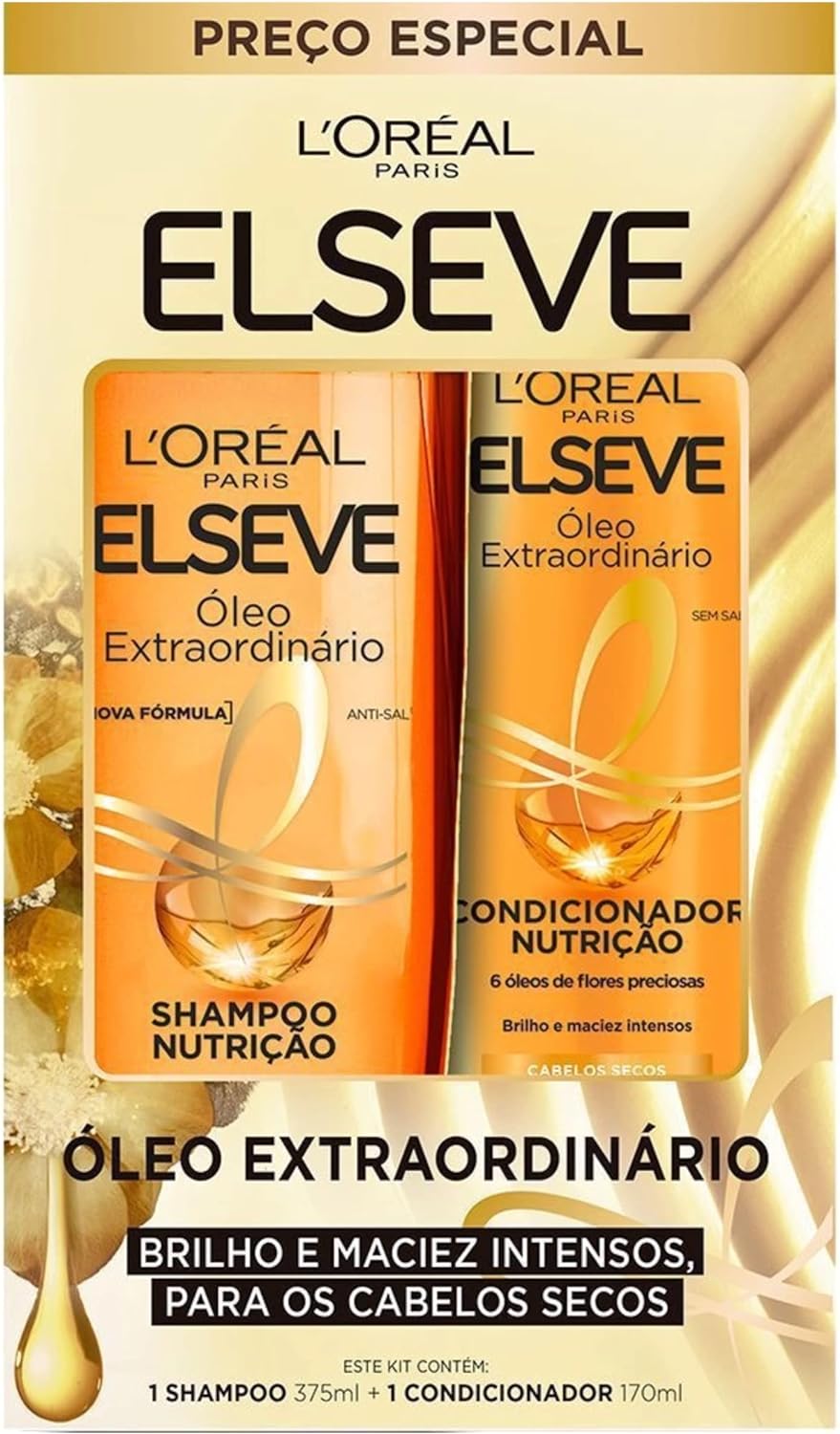 Kit Elseve Óleo Extraordinário Shampoo Nutrição 375ml + Condicionador Nutrição 170ml