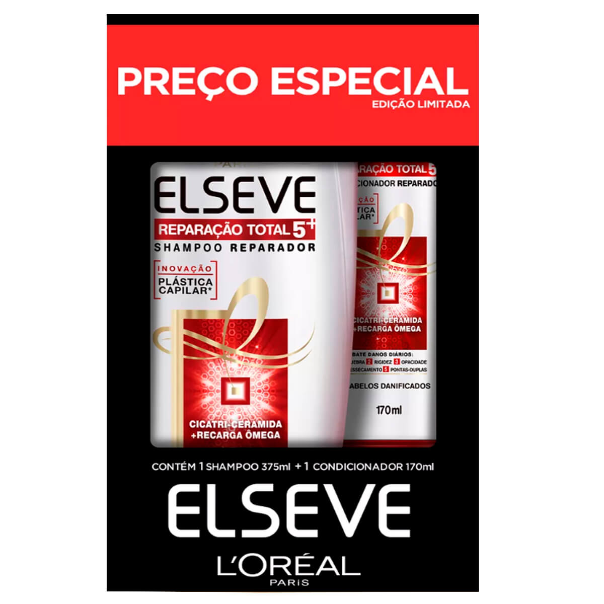 Kit Elseve Reparação Total 5 Shampoo 375ml + Condicionador 170ml