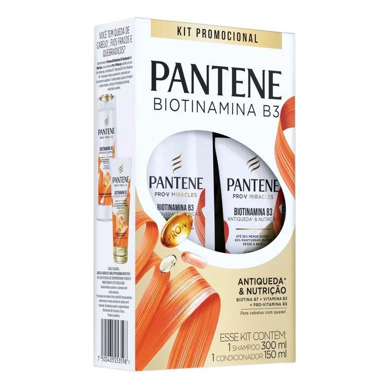 Kit Pantene Biotinamina B3 Antiqueda & Nutrição Shampoo 300ml + Condicionador 150ml
