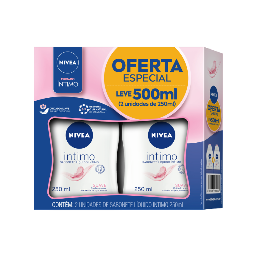 Kit Sabonete Líquido Íntimo Nivea Suave 2 unidades 250ml