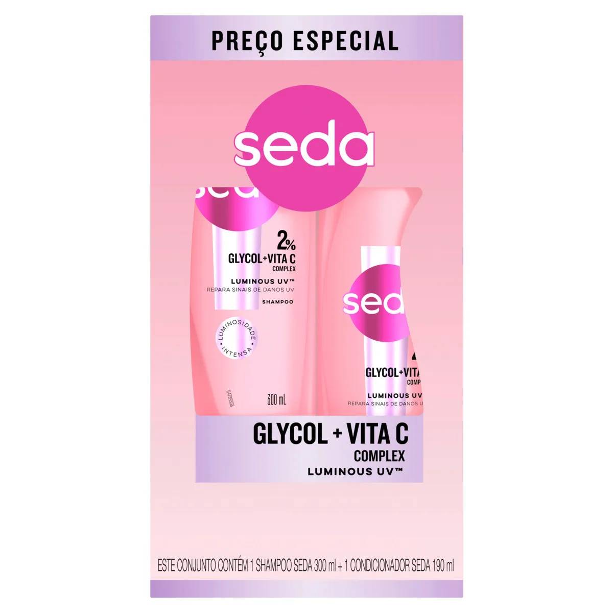 Kit Seda Glycol + Vita C Complex Luminous UV Shampoo 300ml + Condicionador 190ml