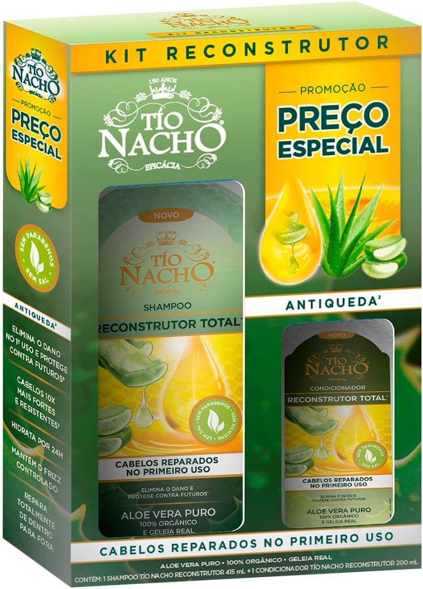 Kit Tio Nacho Recosntrutor Total Shampoo 415ml + Condicionador 200ml