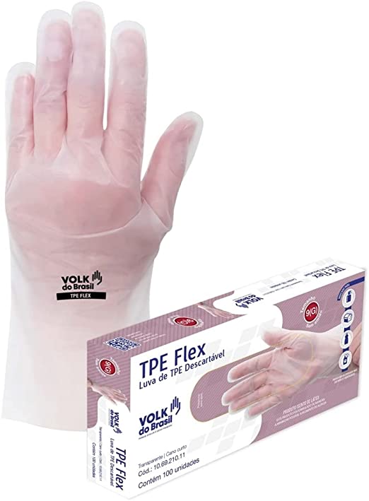 Luva Descartável de TPE Flex P 100 unidades Volk