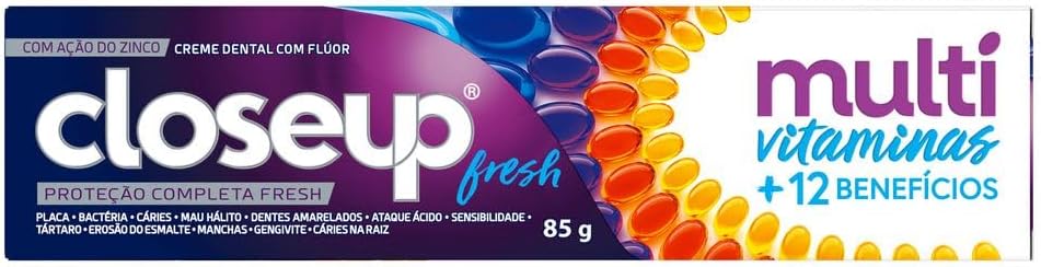 Pasta de Dente Closeup Multivitaminas +12 Benefícios Fresh 85g