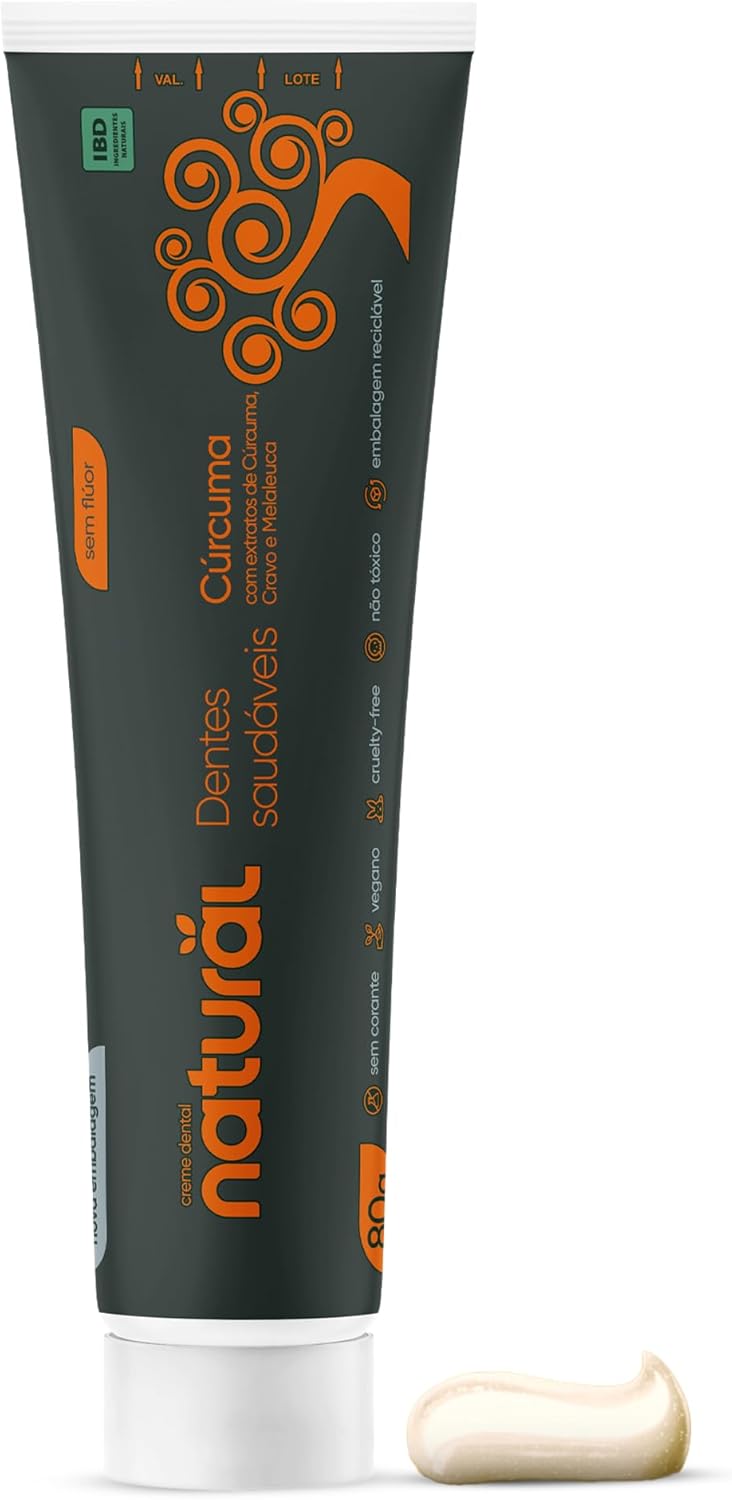 Pasta de Dente Natural Extrato de Cúrcuma, Cravo e Malaleuca 80g