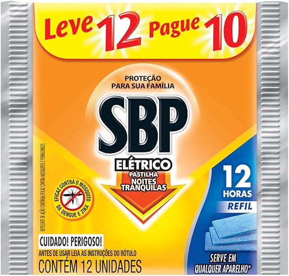 Pastilha Refil SBP Repelente Elétrico 12 horas Leve 12 unidades
