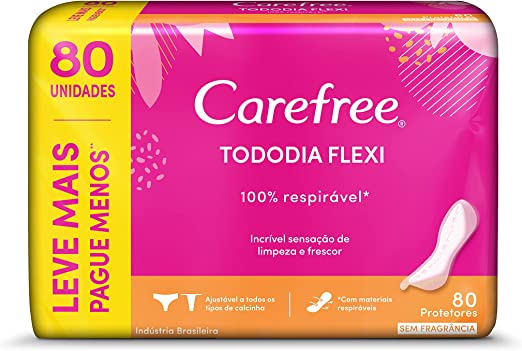 Protetor Diário Carefree Tododia Flexi Sem Perfume 80 unidades
