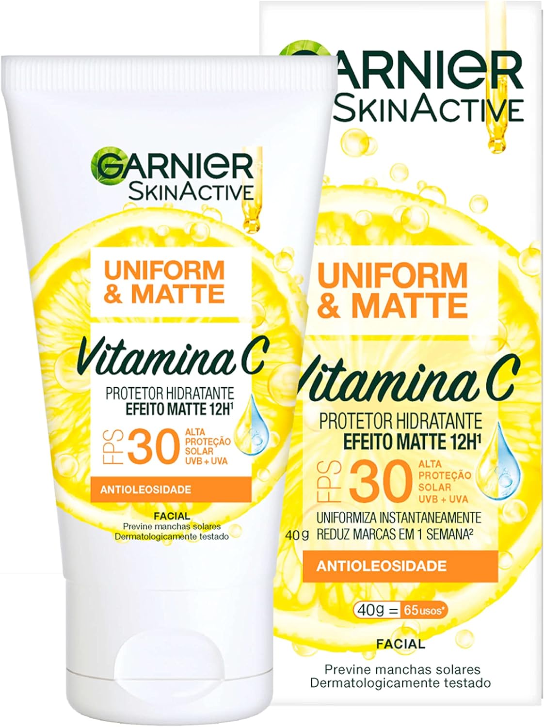 Protetor Hidratante Facial Garnier Uniform & Matte Vitamina C FPS30 40g